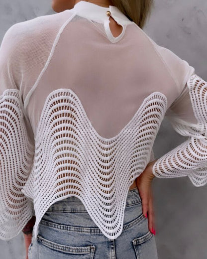 Mesh Poncho Tops - White