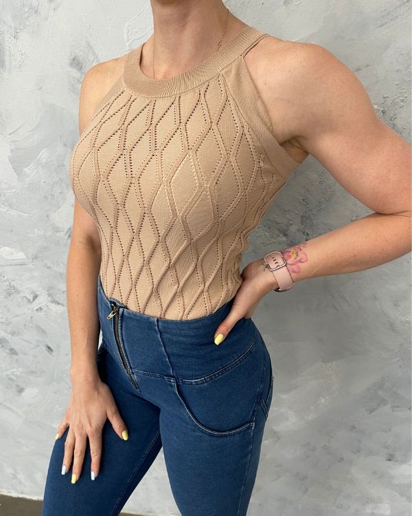 Sleeveless bodysuits - Beige