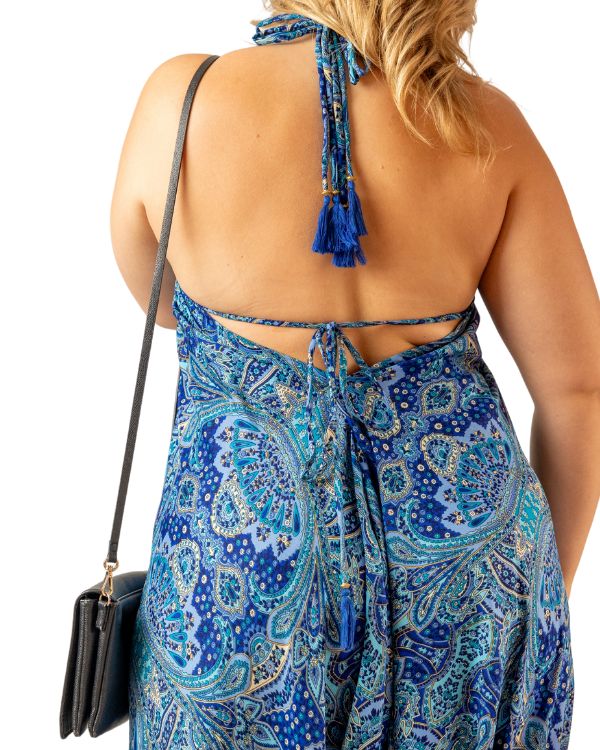 Silk String Jumpsuits - Bright Blue