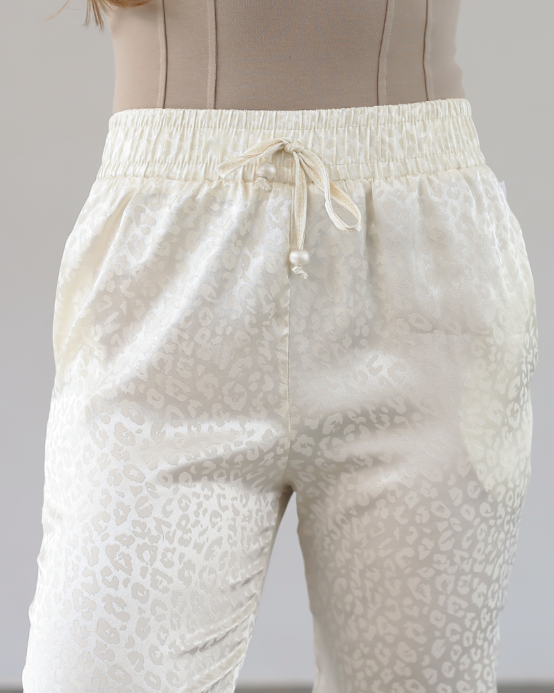 Satin Jogger Off-white Leopard Print