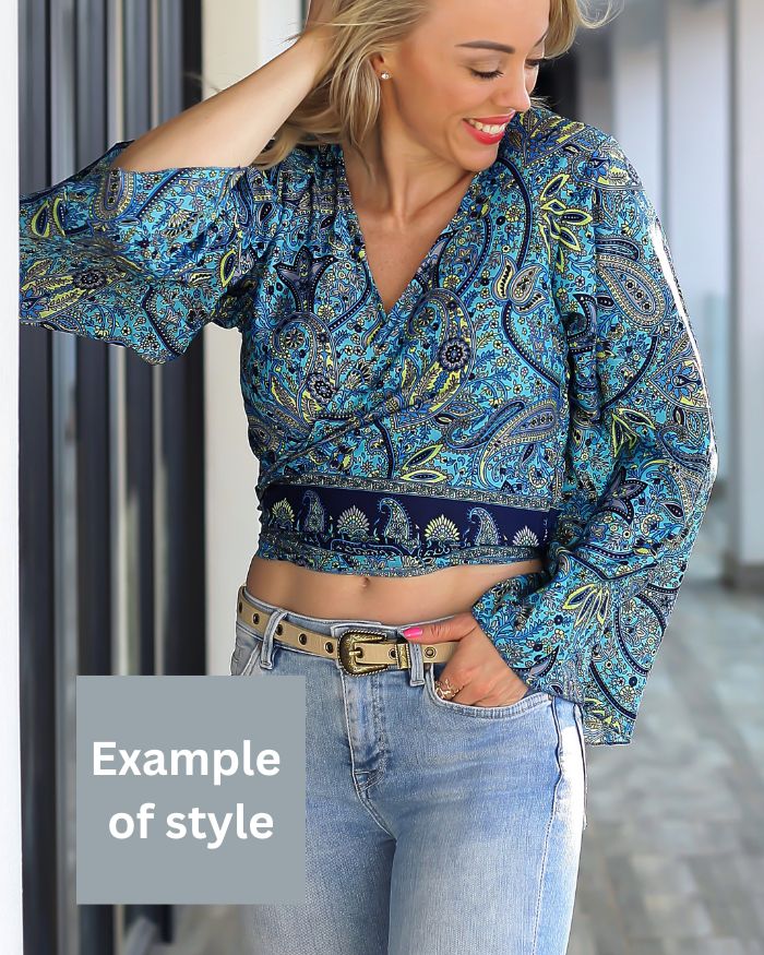 Silk Summer Wrap Top - Baby Blue and Pink