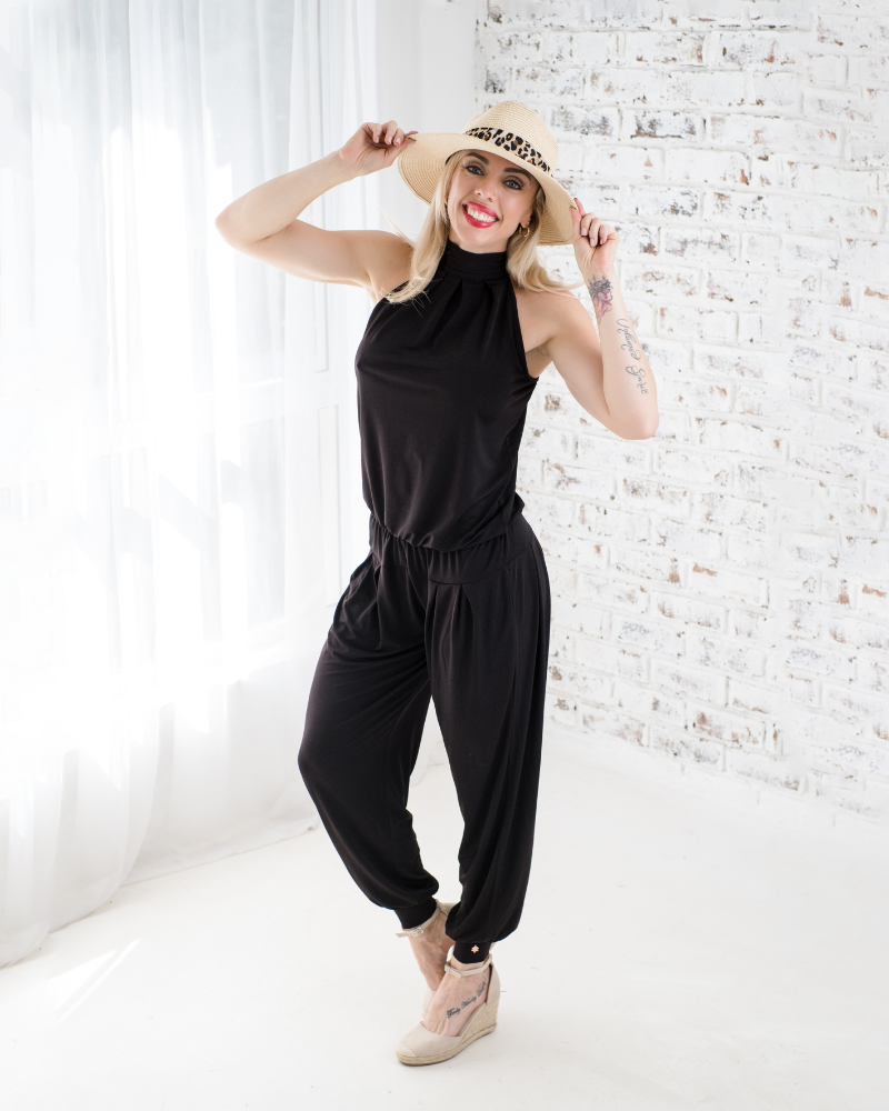 Halter Neck Jumpsuit - Black