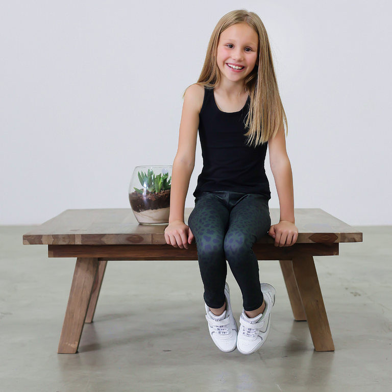 Olive Green Leopard Poppets Leggings