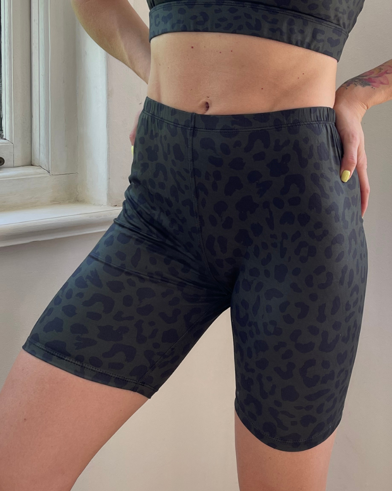 Olive Green Leopard Ladies Shorts