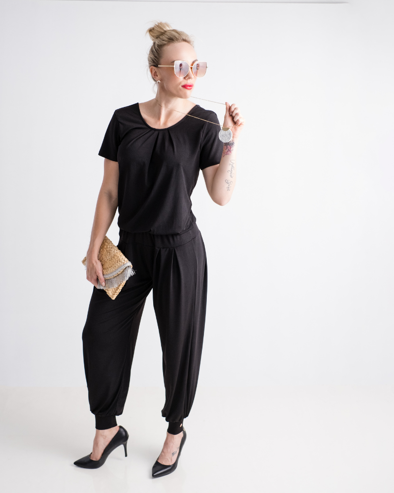 Sleeved Jumpsuit - Black
